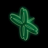 Glowing neon green four leaf clover on black background symbolizing luck vector