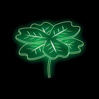 Glowing four leaf clover symbolizing luck and fortune on black background vector