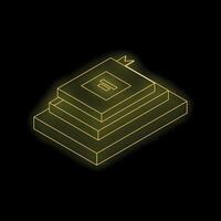 Glowing neon yellow book icon on black background representing knowledge and learning vector