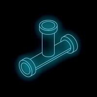 Glowing neon pipeline system connecting pipes on dark background vector