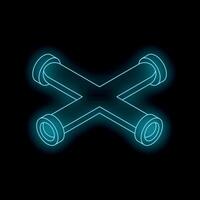 Glowing neon pipes crossing in isometric view on black background vector
