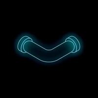 Glowing neon pipe forming a corner on black background vector