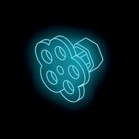 Neon blue gas burner glowing in the dark vector