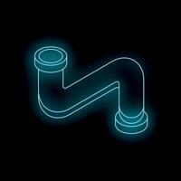 Glowing neon pipe on black background representing plumbing and connections vector