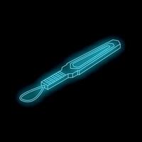 Futuristic glowing scalpel dripping with liquid on dark background vector