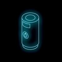 Glowing neon smart speaker with trash icon on dark background vector