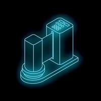 Futuristic security scanner processing baggage at airport terminal vector
