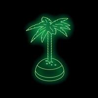 Glowing green neon sign of a palm tree on a tropical island vector