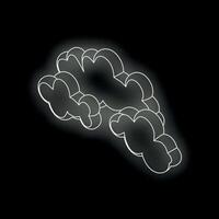 Glowing white wireframe clouds floating on black background vector