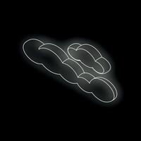 Glowing white neon clouds on black background symbolizing cloud computing vector