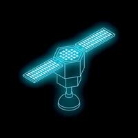 Futuristic glowing satellite orbiting in space vector