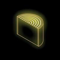 Neon yellow semicircle showing concentric circles on dark background vector