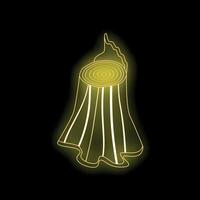 Glowing yellow tree stump on black background, illustrative simplicity vector