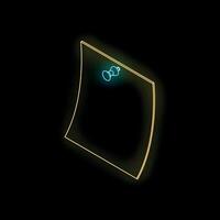 Neon yellow sticky note with push pin on black background vector