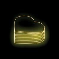 Glowing neon yellow heart shape representing love and affection vector