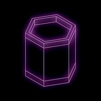 Glowing purple hexagonal prism on dark background vector