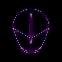 Wireless computer mouse glowing with purple neon light on black background vector