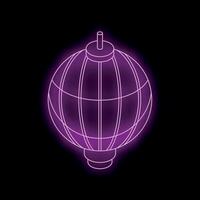 Glowing purple neon sphere with grid pattern on dark background vector
