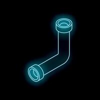 Glowing neon pipe with 90 degree angle on black background vector