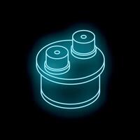 Glowing neon electrolytic capacitor on dark background vector