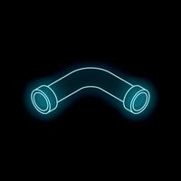 Glowing neon pipe fitting forming a 90 degree angle on a dark background vector