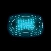Futuristic glowing microchip showing luminous grid pattern on dark background vector