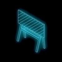 Glowing neon roadblock sign symbolizing caution and safety on black background vector
