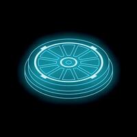 Futuristic glowing blue button illuminating dark background vector