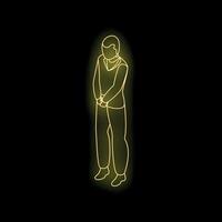Neon sign of businessman waiting with hands clasped in front vector