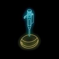 Neon dispenser releasing liquid on a sphere, science experiment in progress vector