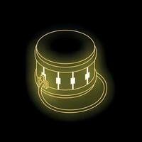 Golden neon drum glowing on black background vector