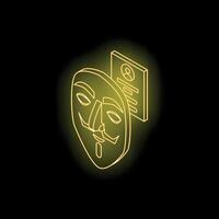 Anonymous mask with user profile isometric cyber security concept vector