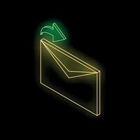 Neon reply email envelope sending email message communication concept vector