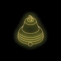 Glowing neon bell icon on dark background symbolizing notifications vector
