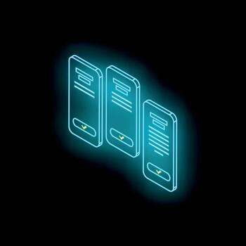 neón teléfono inteligente íconos demostración en línea encuesta, Lista de Verificación o móvil votación aplicación vector