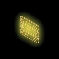 Neon yellow contact list icon glowing on dark background vector