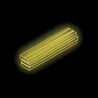 Gold bars forming a rectangular prism glowing on black background vector