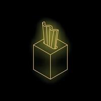 Neon yellow tissues coming out of a square box on a black background vector
