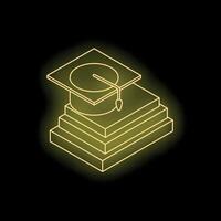 Graduation cap resting on top of stacked books symbolizing educational achievement vector