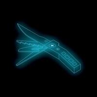 Futuristic hologram of multitool knife depicting advanced technology vector