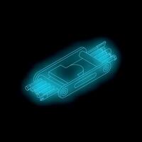 Pocket multi tool showing variety of screwdriver bits glowing on dark background vector