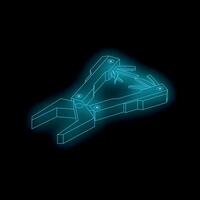 Glowing neon multi tool pliers on dark background vector