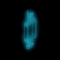 Neon blue hex key set glowing on dark background vector