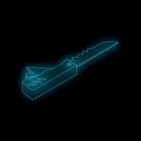 Futuristic glowing multitool knife with saw and pliers on dark background vector