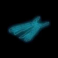Futuristic glowing multi tool pliers on dark background vector