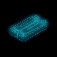 Futuristic pocket multitool glowing on dark background vector