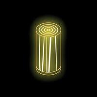 Glowing neon wood log icon on black background vector