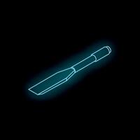 Neon blue chisel isometric view glowing on black background vector