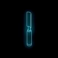 Glowing neon chisel icon on dark background symbolizing craftsmanship vector