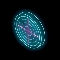 Futuristic glowing target with crosshair on dark background vector